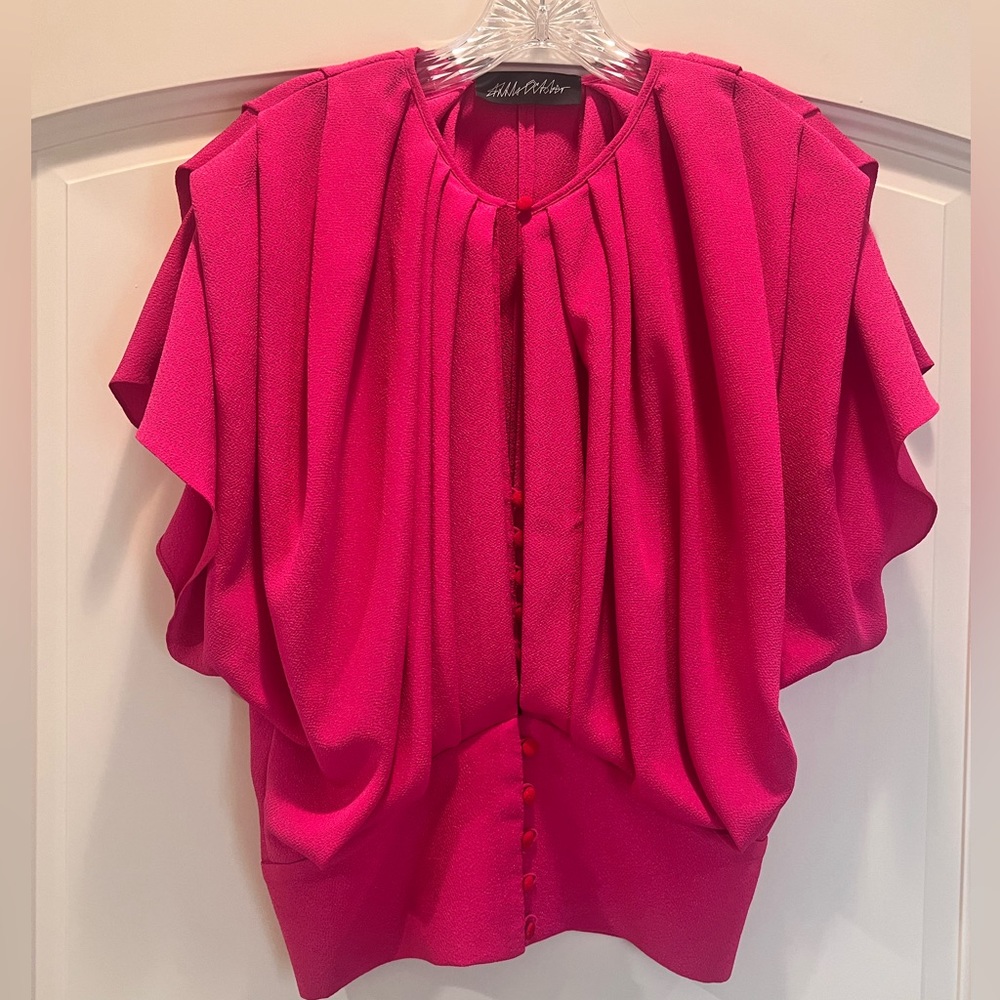 Anna October Hot Pink Pleated Blouse